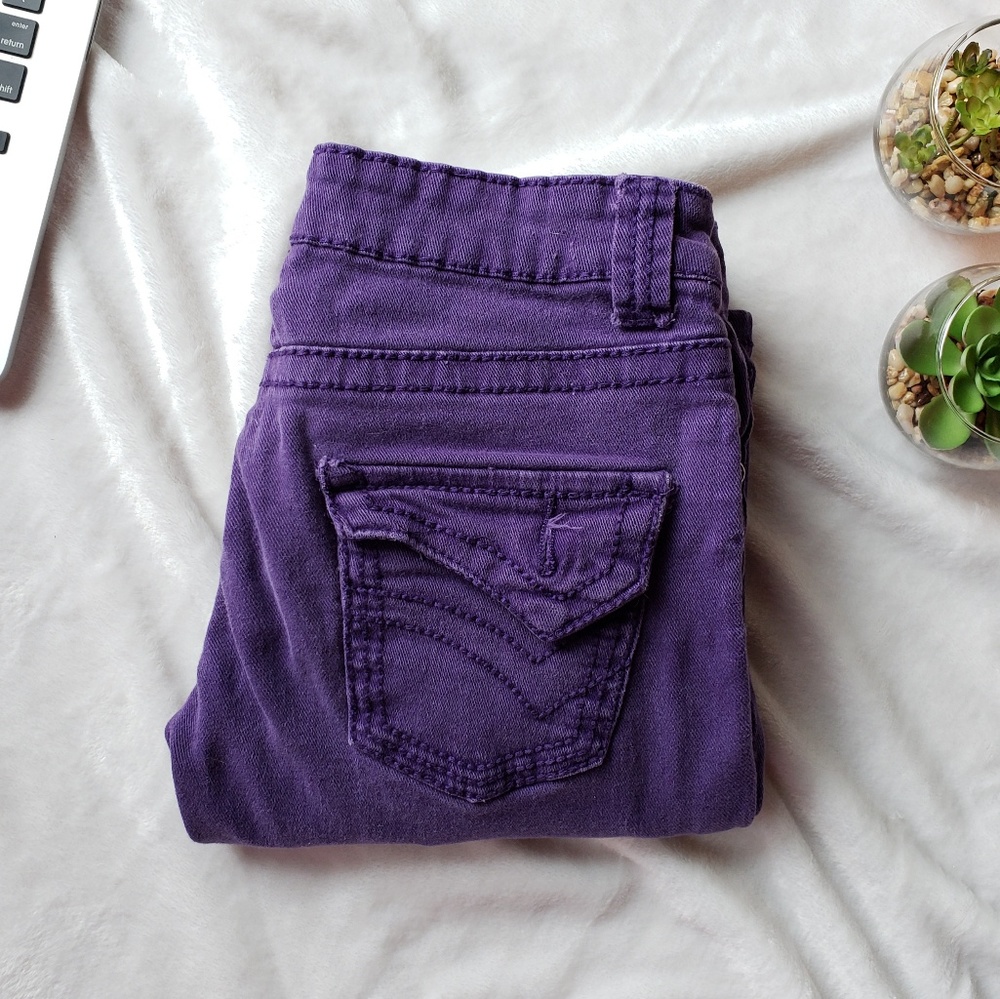 Rue21 Distressed Eggplant Colored Skinny Jeans